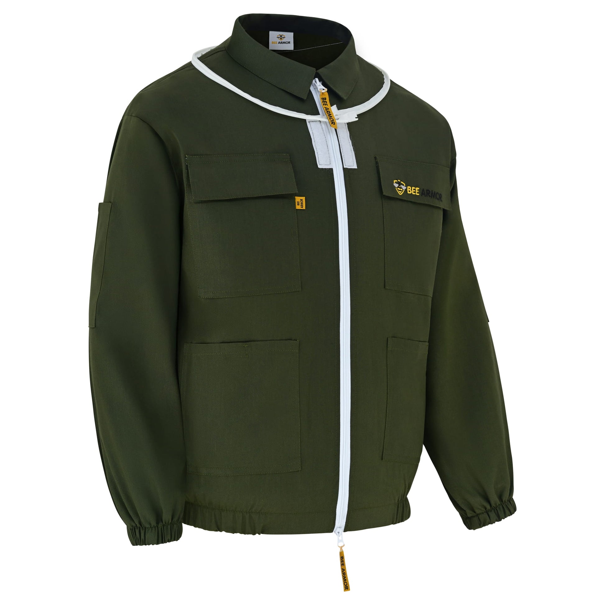 Cotton Beekeeping Jacket with Fencing Veil- Green