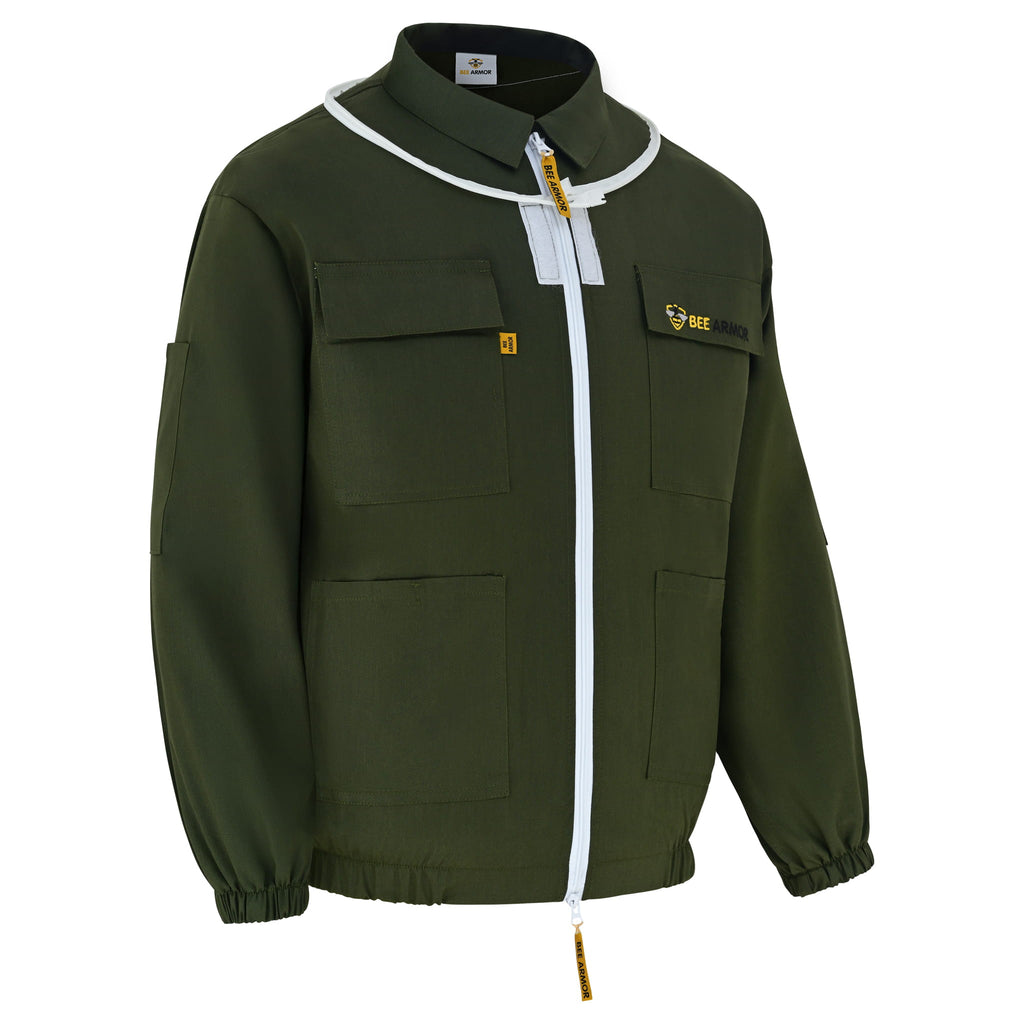 Cotton Beekeeping Jacket with Rounded Veil- Green