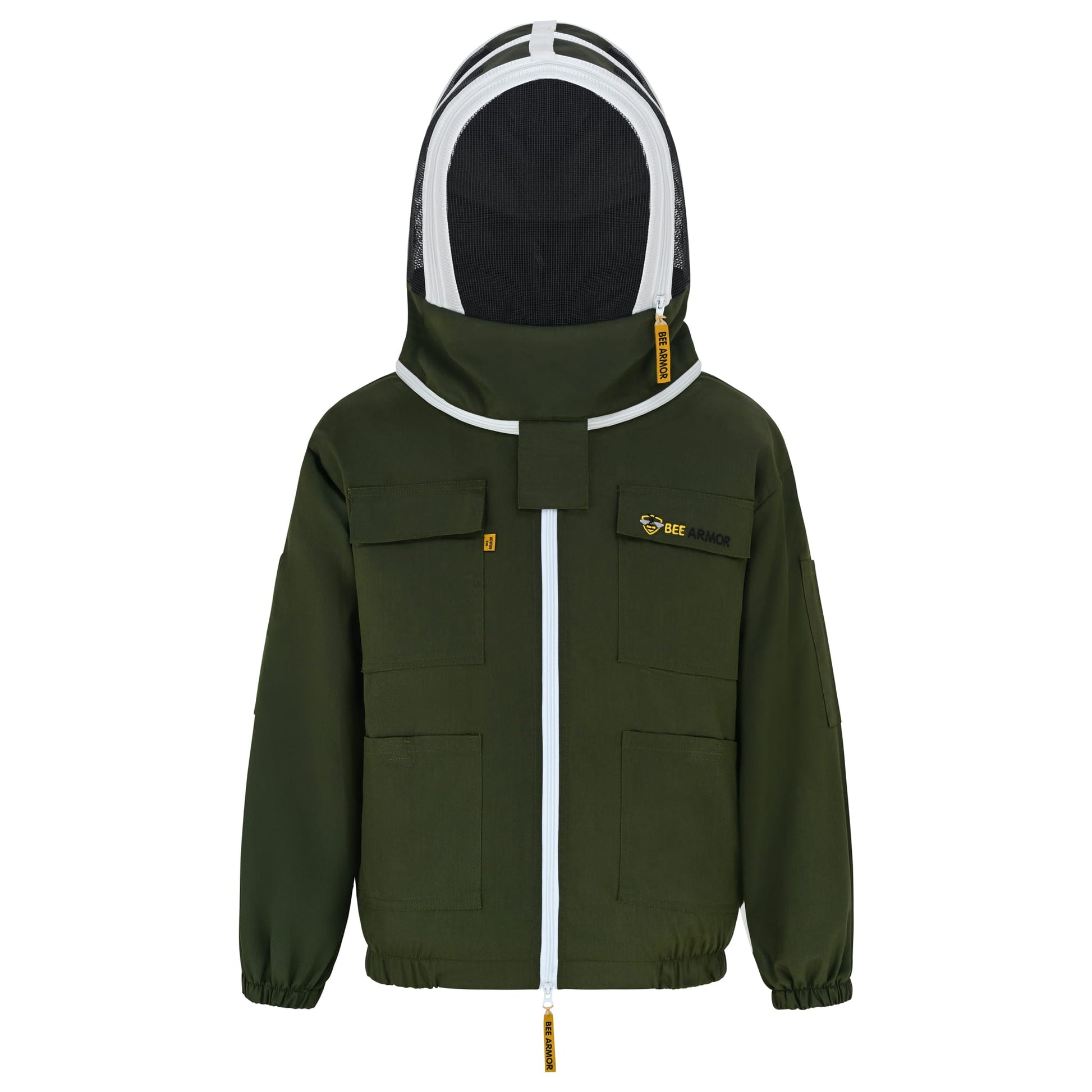 Cotton Beekeeping Jacket with Fencing Veil- Green