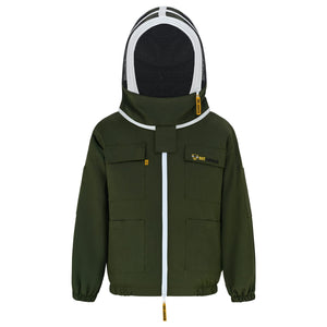 Cotton Beekeeping Jacket with Fencing Veil- Green