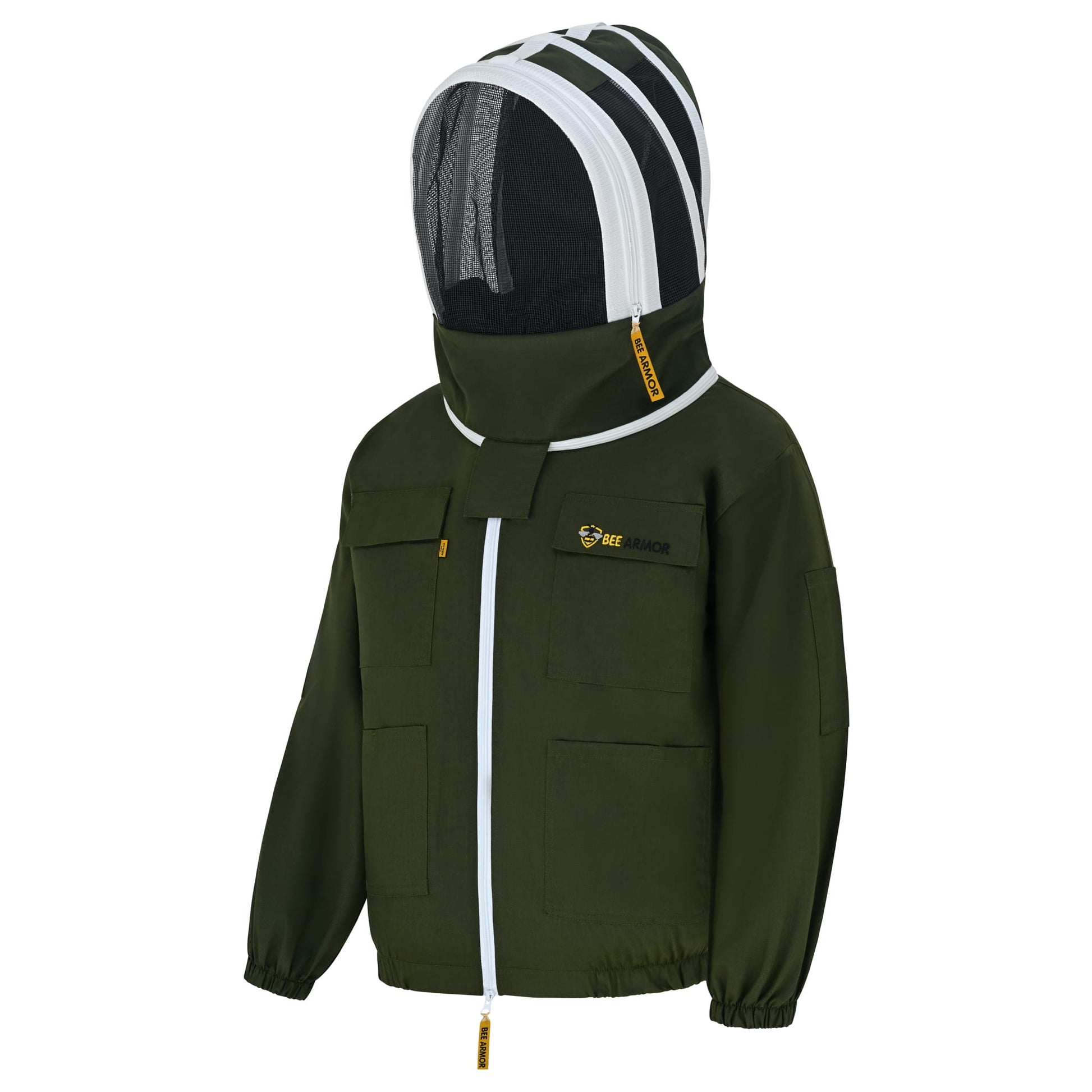 Cotton Beekeeping Jacket with Fencing Veil- Green