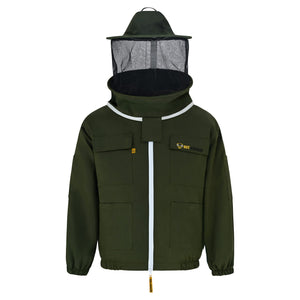 Cotton Beekeeping Jacket with Rounded Veil- Green