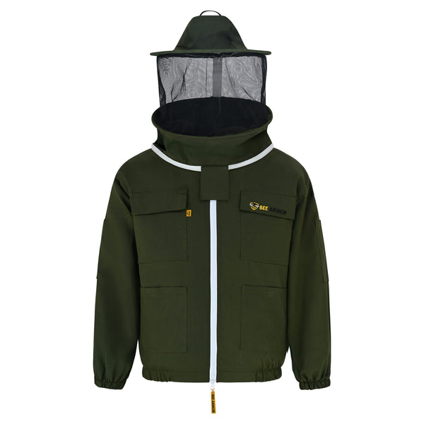 Cotton Beekeeping Jacket with Rounded Veil- Green
