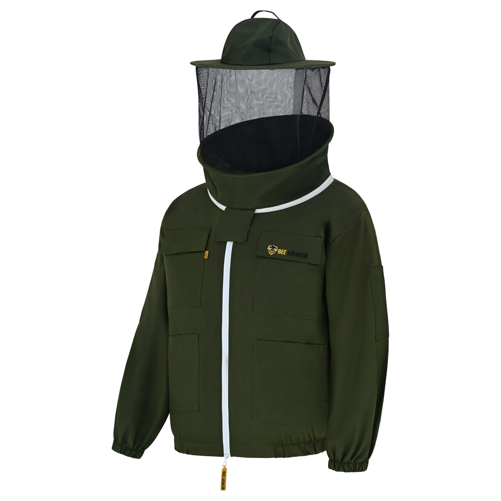 Cotton Beekeeping Jacket with Rounded Veil- Green