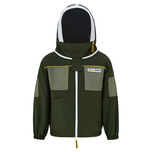 Semi Ventilated Beekeeping Jacket with Fencing Veil- Green