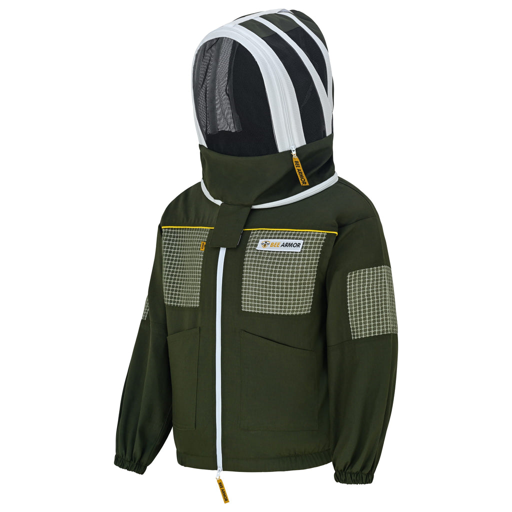 Semi Ventilated Beekeeping Jacket with Fencing Veil- Green