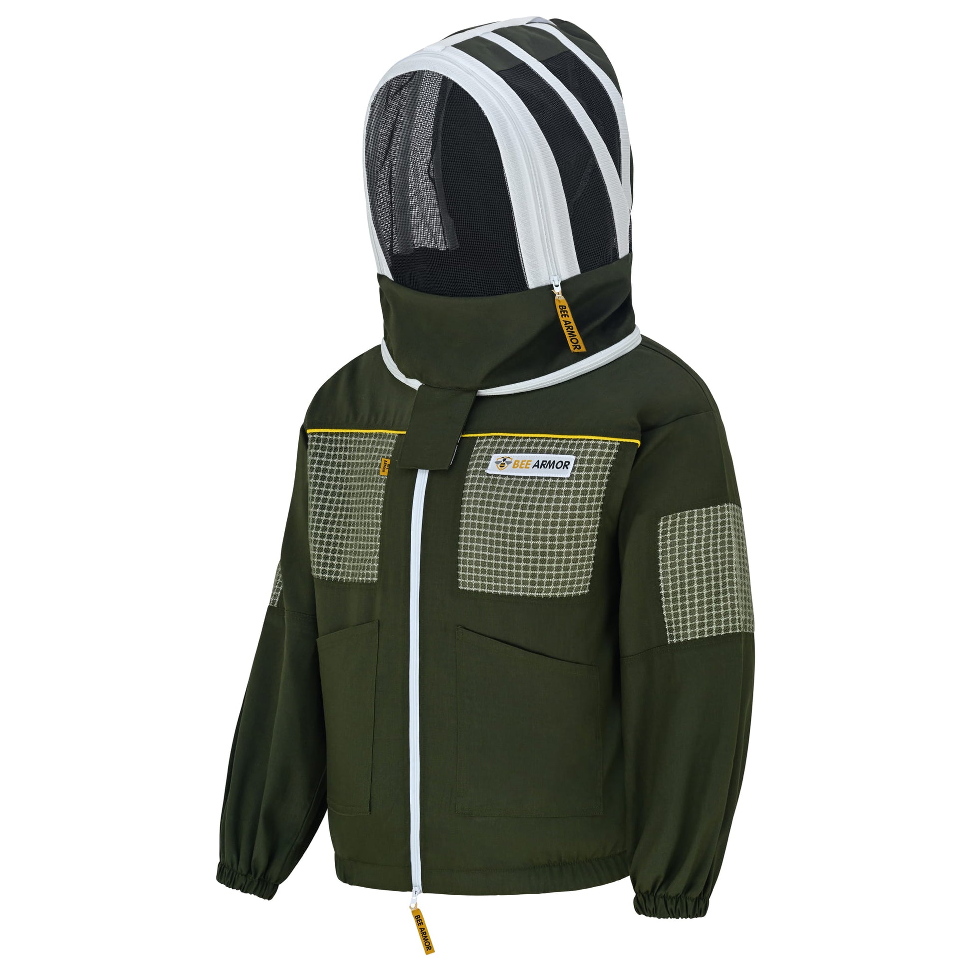 Semi Ventilated Beekeeping Jacket with Fencing Veil- Green