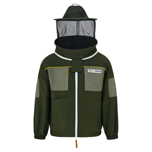 Semi Ventilated Beekeeping Jacket with Rounded Veil- Green