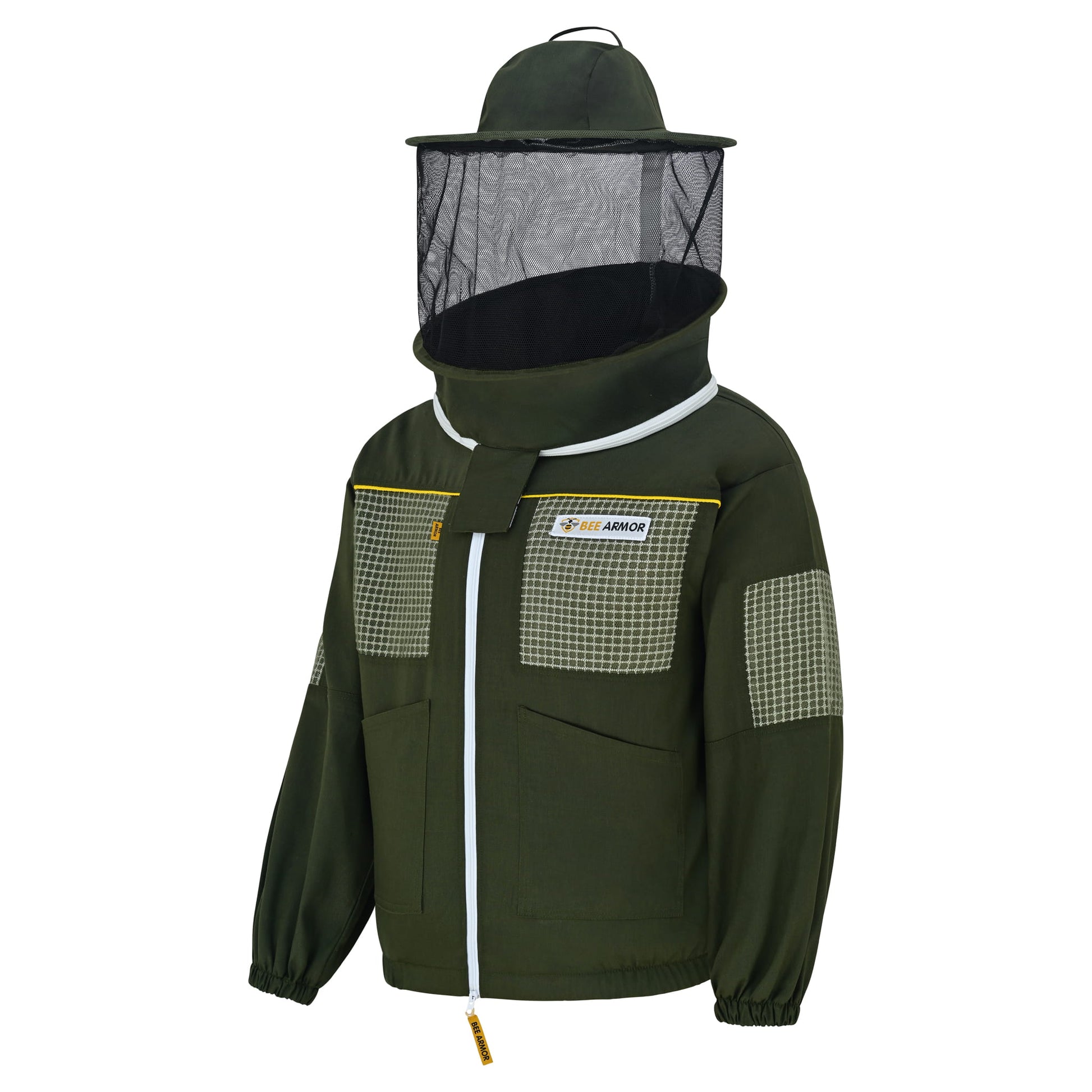 Semi Ventilated Beekeeping Jacket with Rounded Veil- Green