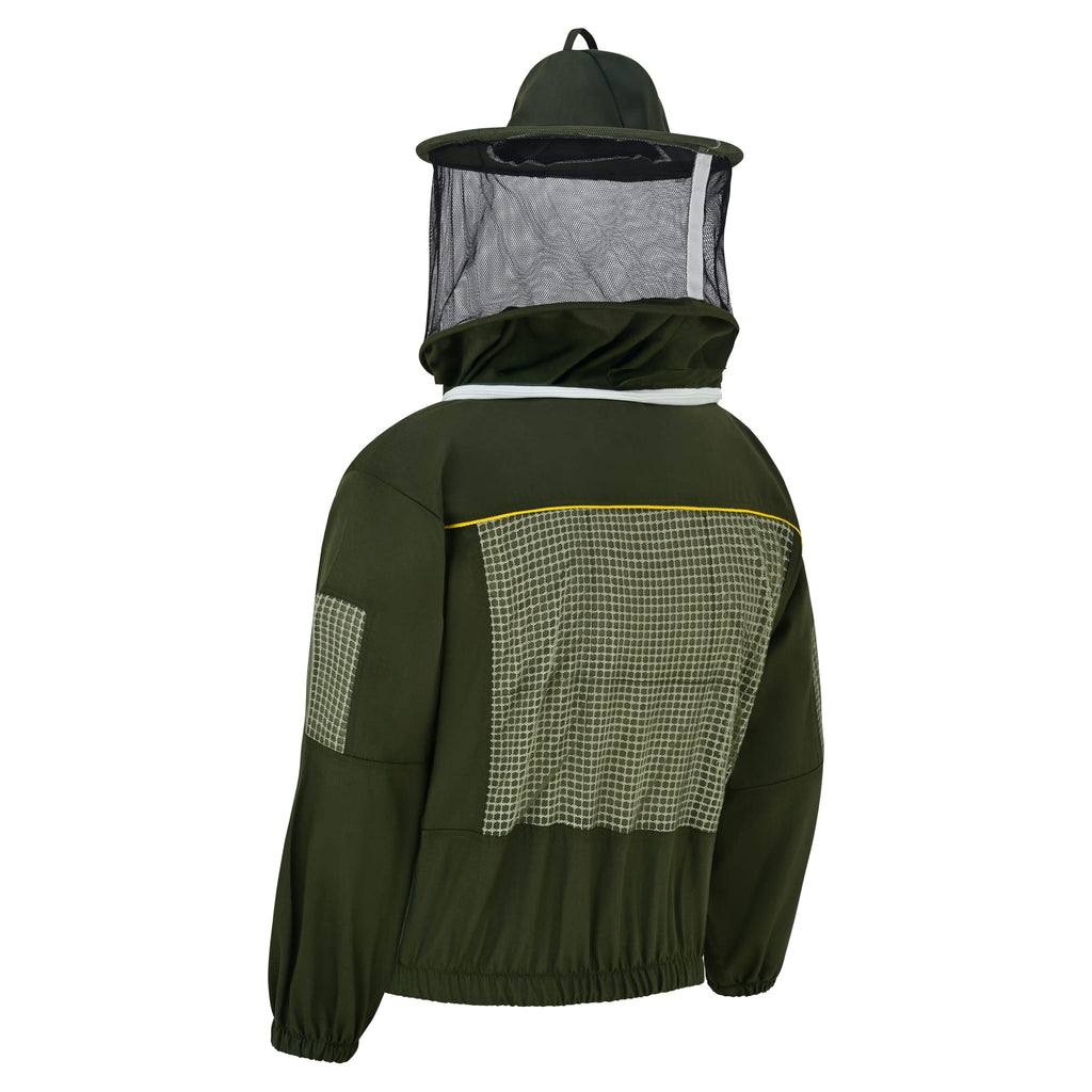 Semi Ventilated Beekeeping Jacket with Rounded Veil- Green