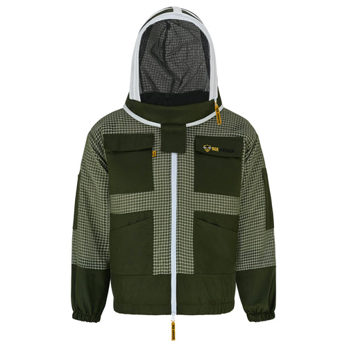 3 Layer Beekeeping Jacket with Fencing Veil- Green