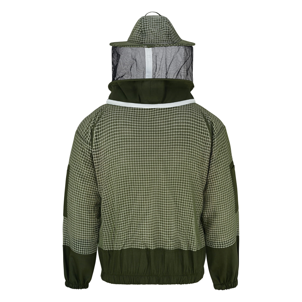 3 Layer Beekeeping Jacket with Rounded Veil- Green