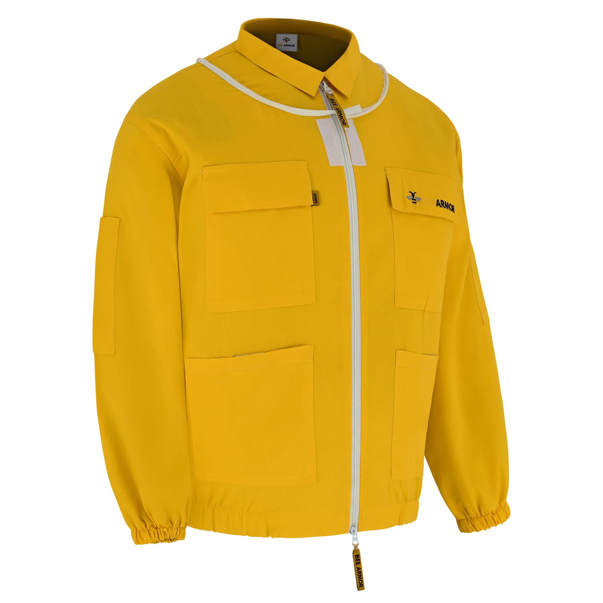 Cotton Beekeeping Jacket with Fencing Veil - Yellow