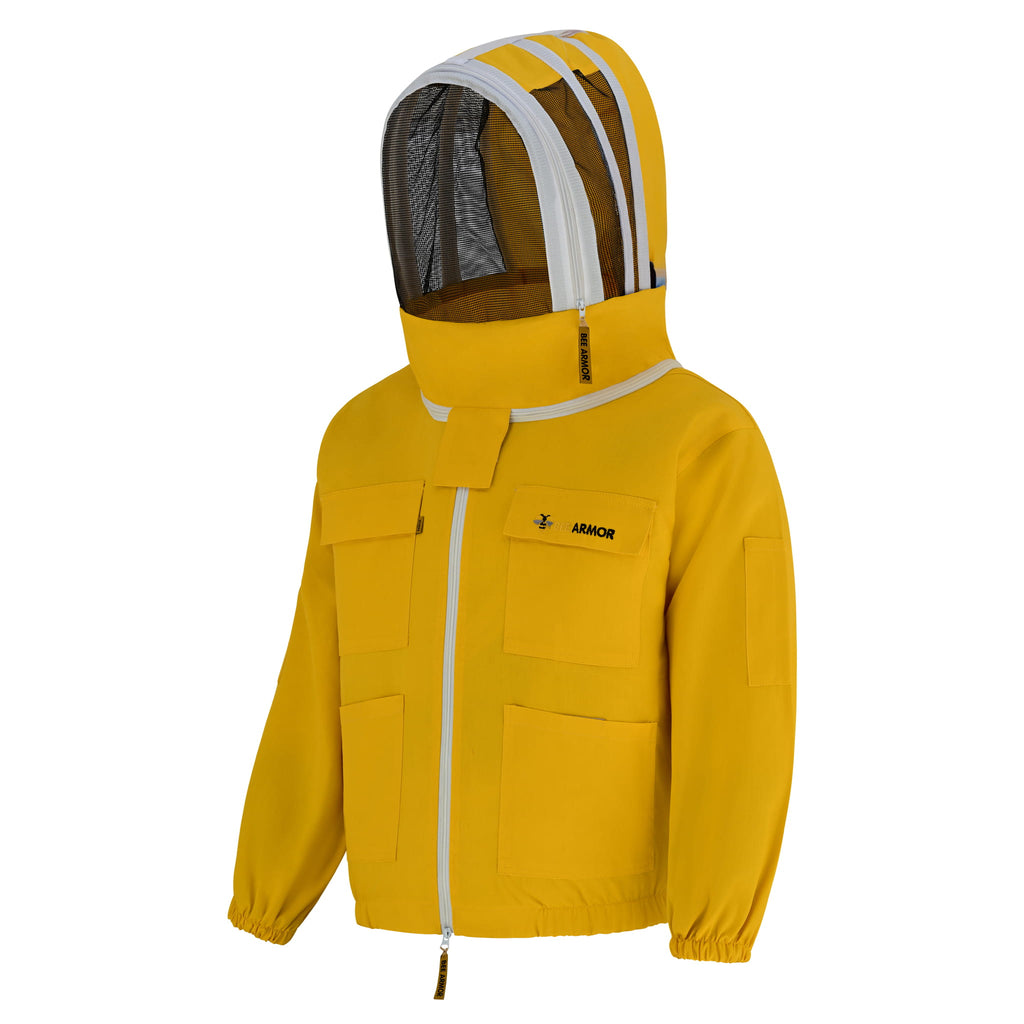 Cotton Beekeeping Jacket with Fencing Veil - Yellow