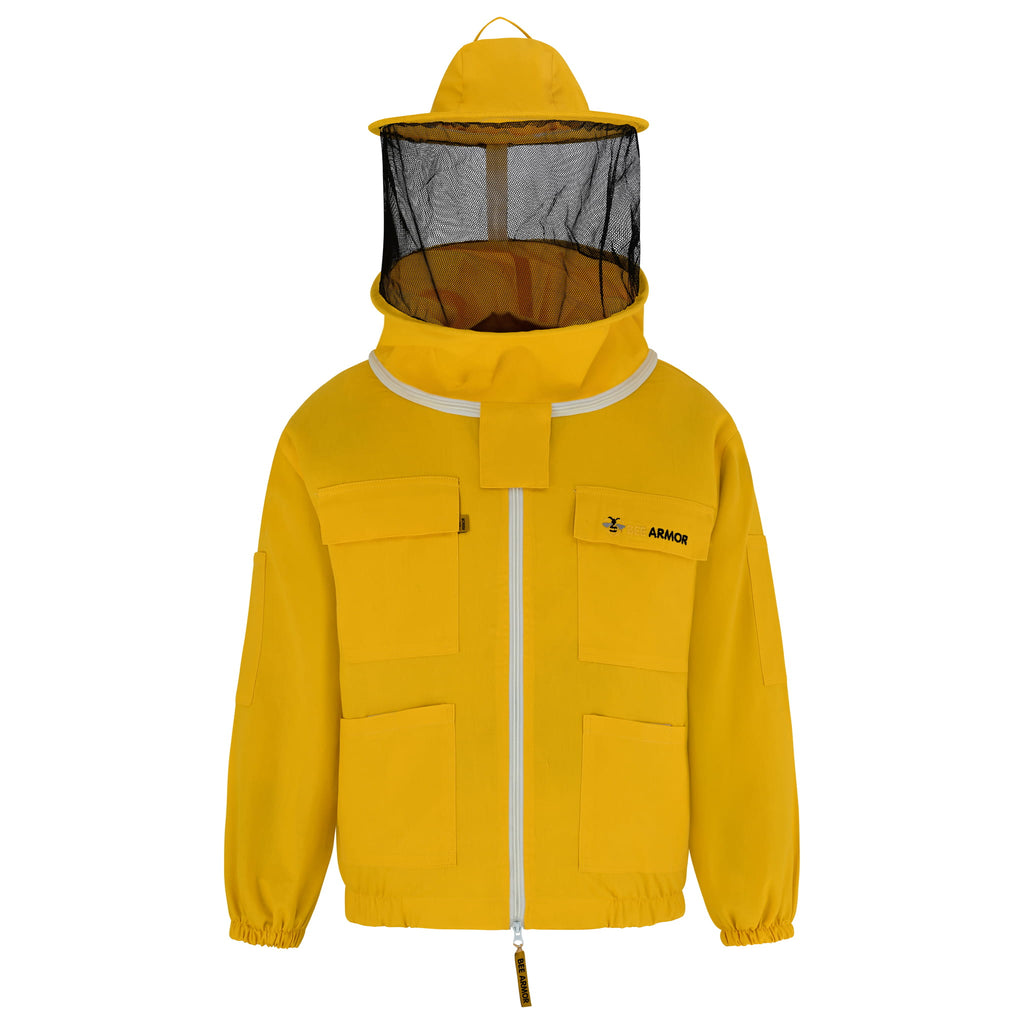 Cotton Beekeeping Jacket with Rounded Veil - Yellow