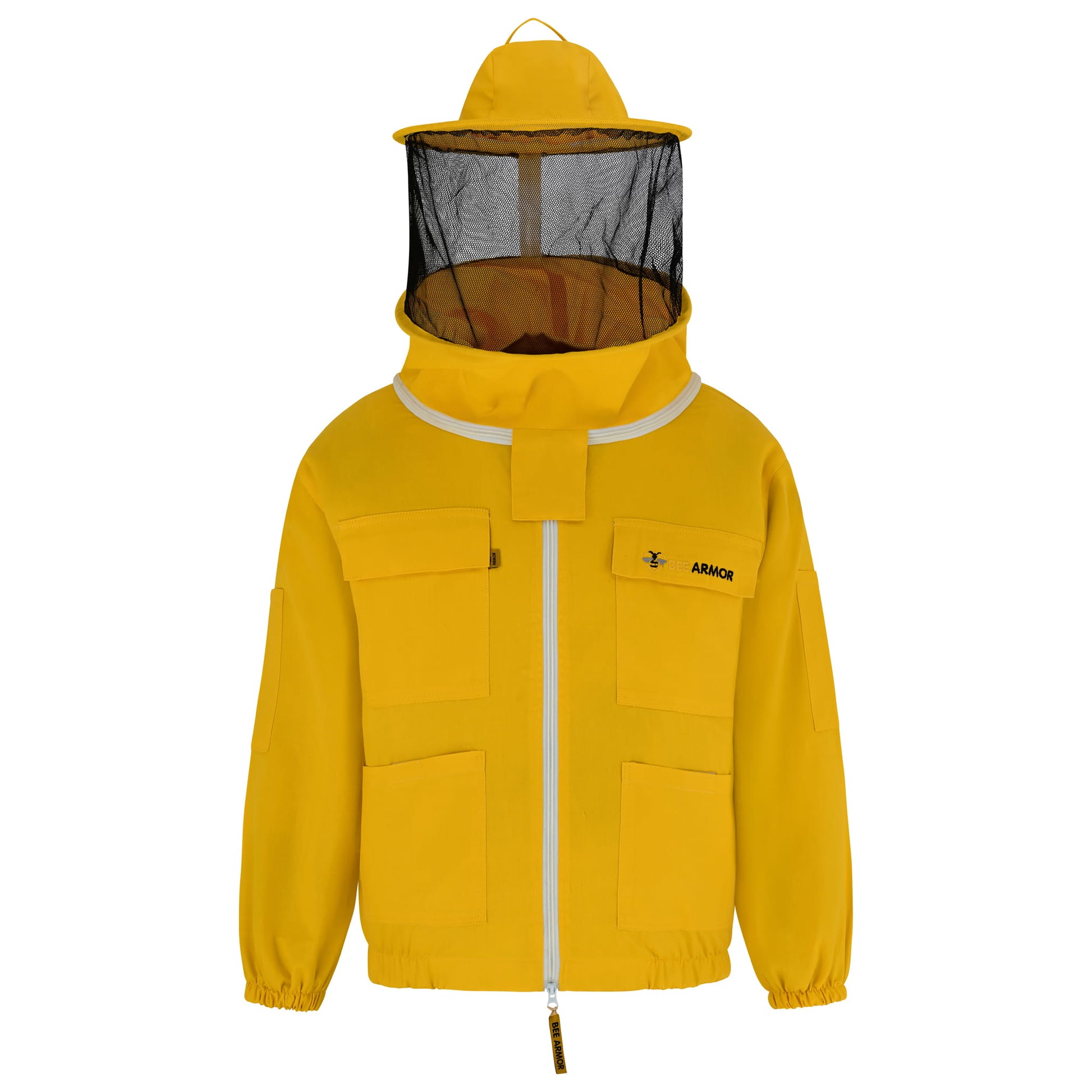 Cotton Beekeeping Jacket with Rounded Veil - Yellow