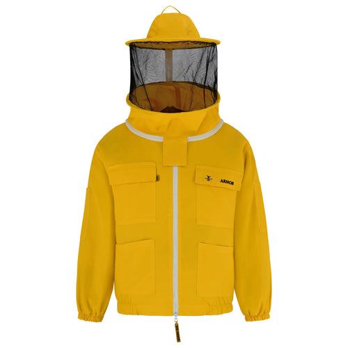 Cotton Beekeeping Jacket with Rounded Veil - Yellow