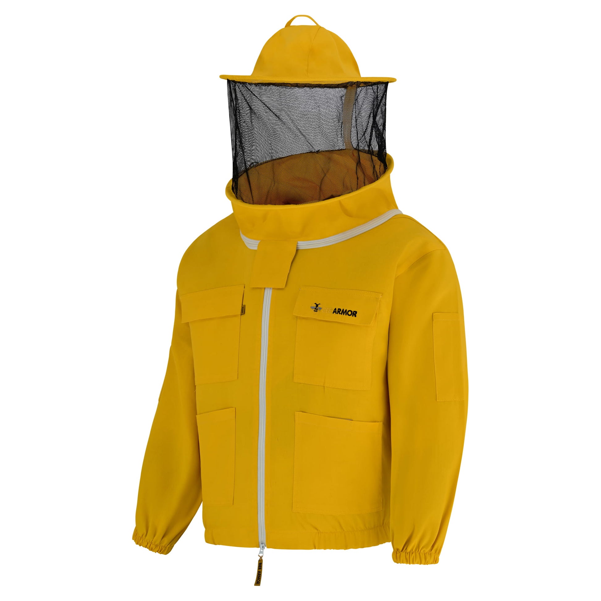 Cotton Beekeeping Jacket with Rounded Veil - Yellow