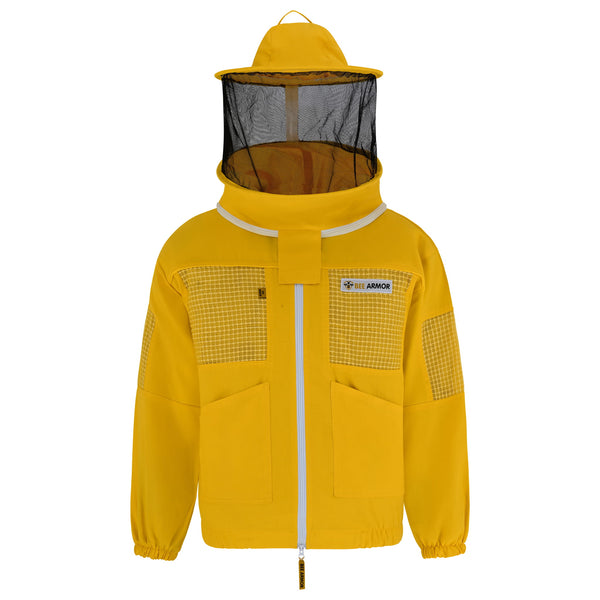 Semi Ventilated Beekeeping Jacket with Rounded Veil - Yellow