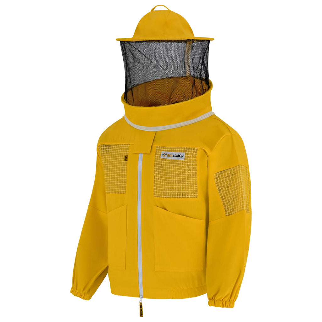 Semi Ventilated Beekeeping Jacket with Rounded Veil - Yellow