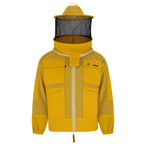 3 Layer Beekeeping Jacket with Rounded Veil - Yellow
