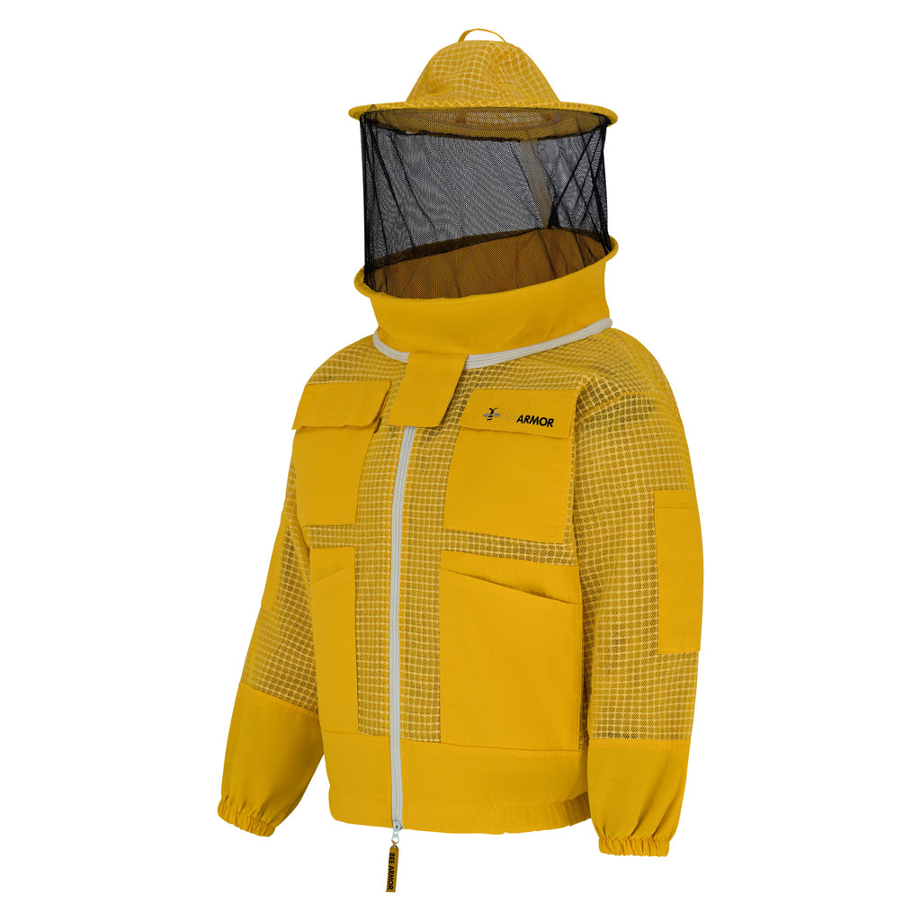 3 Layer Beekeeping Jacket with Rounded Veil - Yellow