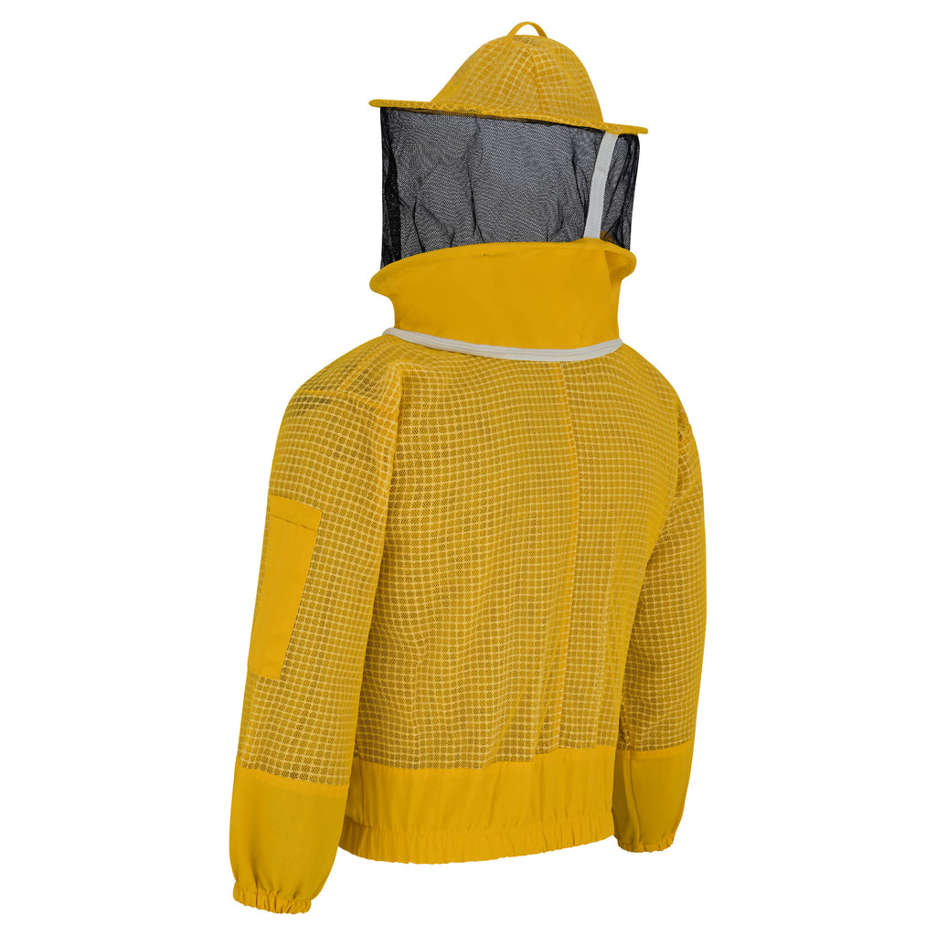 3 Layer Beekeeping Jacket with Rounded Veil - Yellow