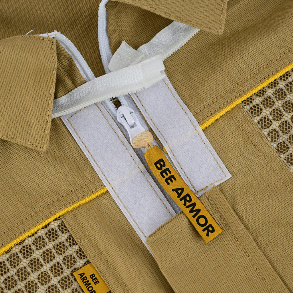 Semi Ventilated Beekeeping Suit with Rounded Veil - Khaki