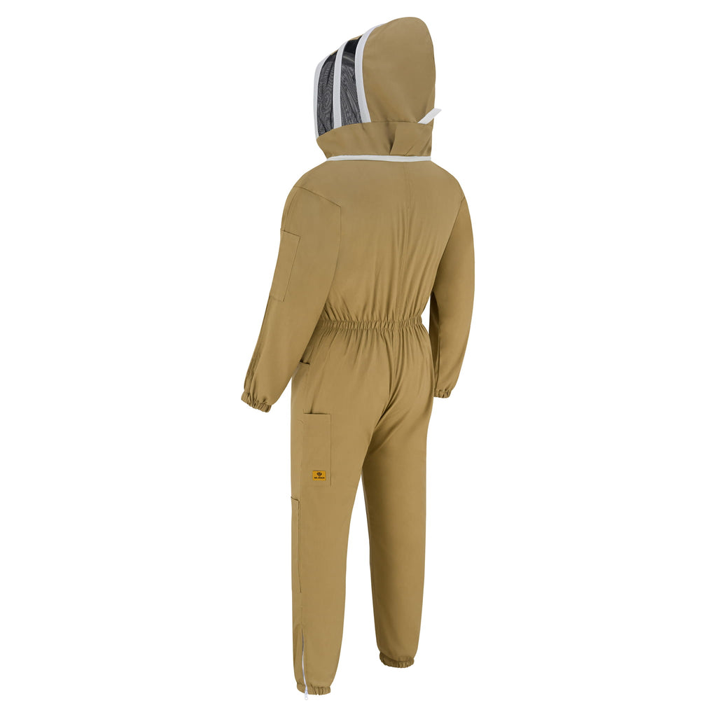 Cotton Beekeeping Suit with Fencing Veil - Khaki