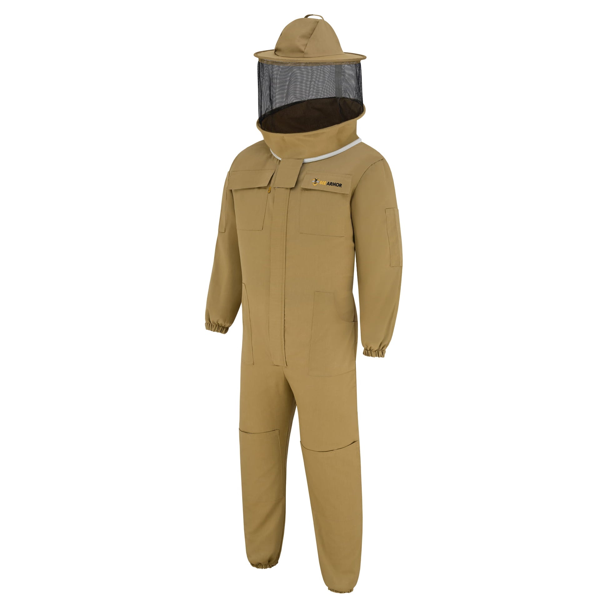 Cotton Beekeeping Suit with Rounded Veil - Khaki