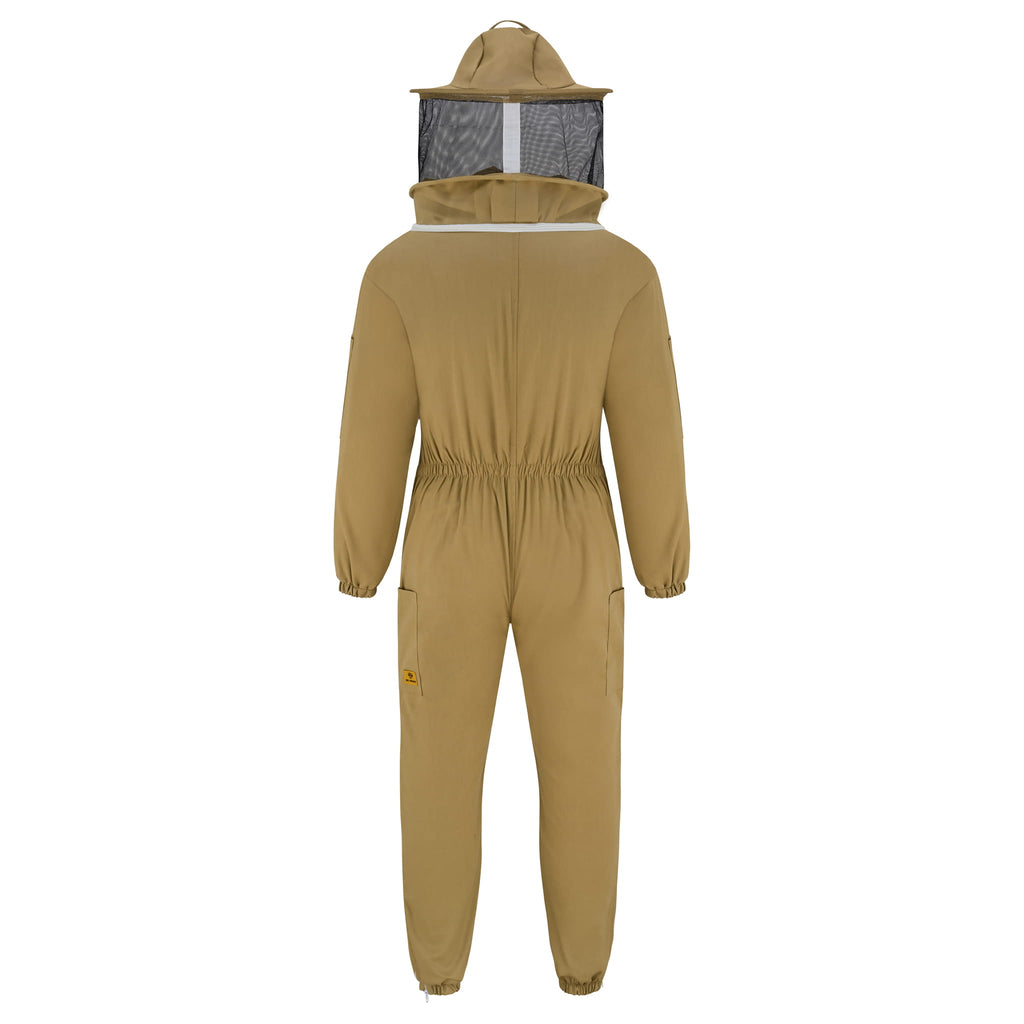 Cotton Beekeeping Suit with Rounded Veil - Khaki