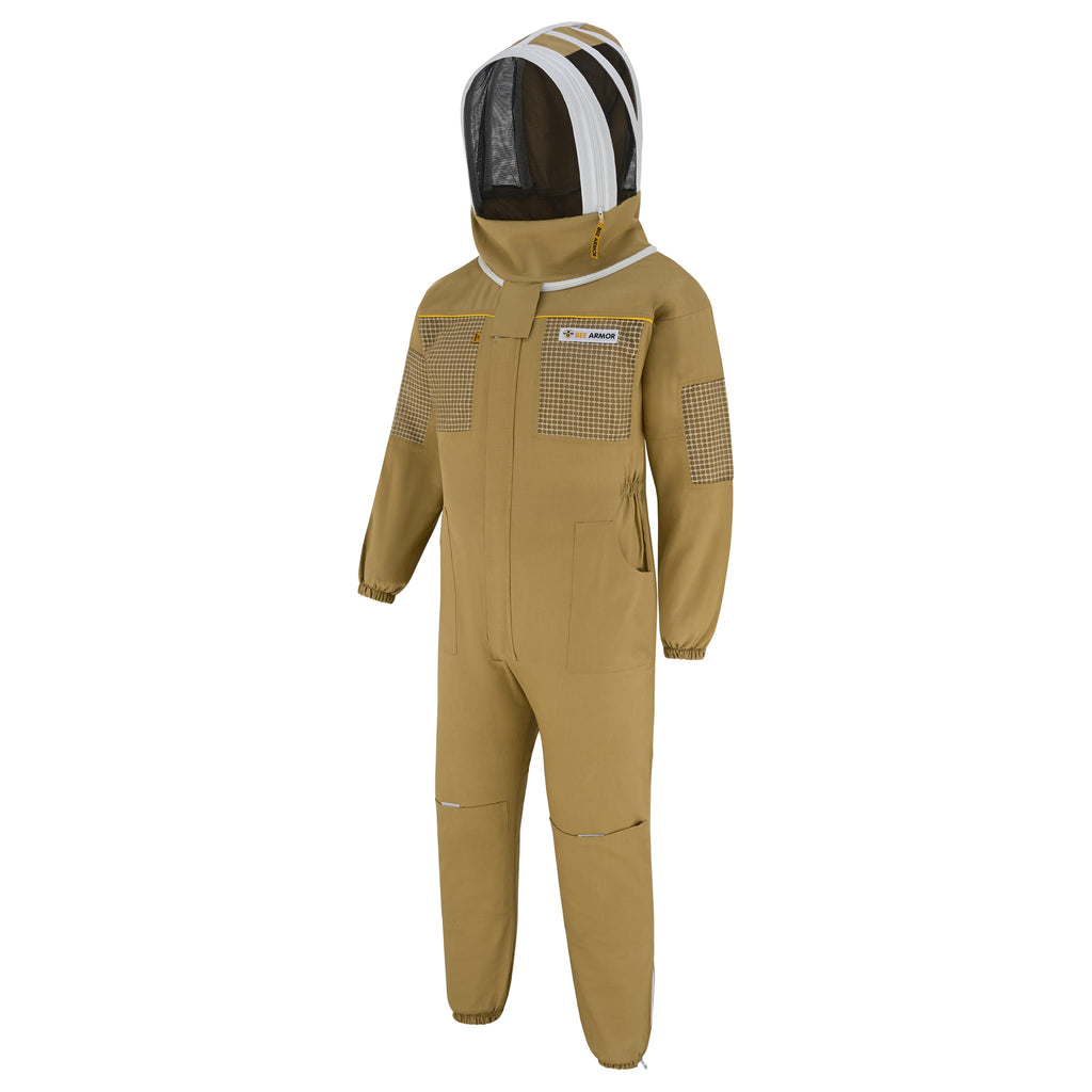 Semi Ventilated Beekeeping Suit with Fencing Veil - Khaki