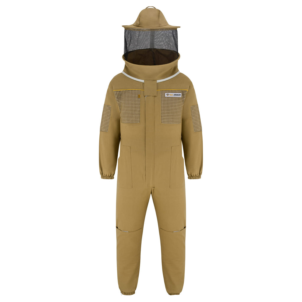 Semi Ventilated Beekeeping Suit with Rounded Veil - Khaki