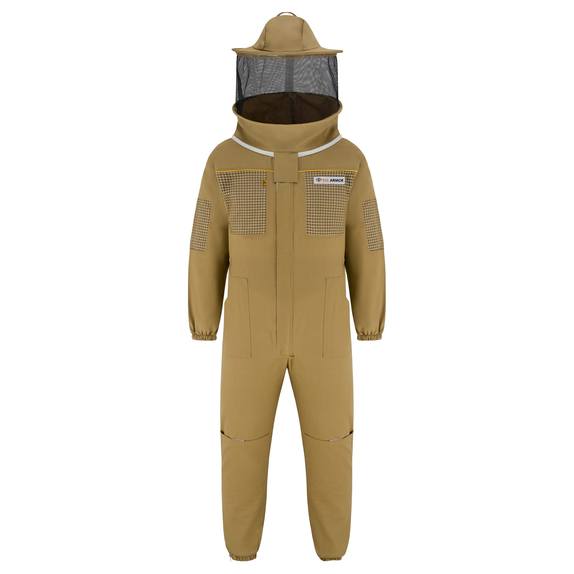 Semi Ventilated Beekeeping Suit with Rounded Veil - Khaki