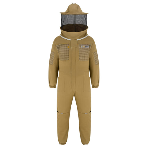 Semi Ventilated Beekeeping Suit with Rounded Veil - Khaki