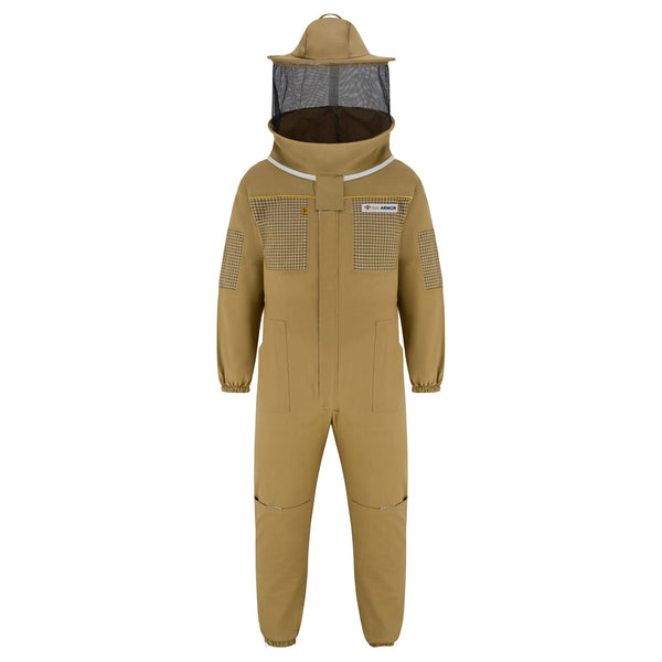Semi Ventilated Beekeeping Suit with Rounded Veil - Khaki