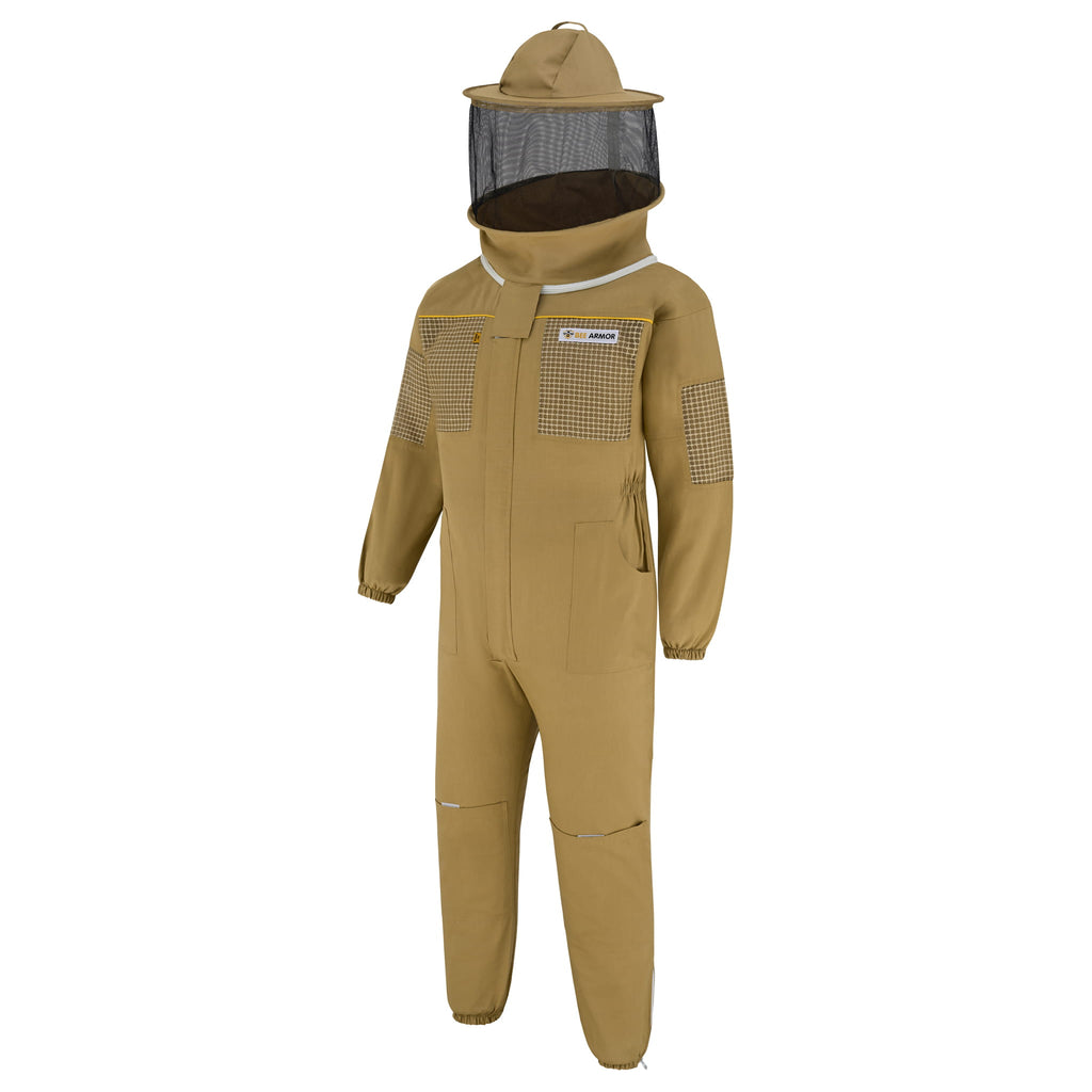 Semi Ventilated Beekeeping Suit with Rounded Veil - Khaki