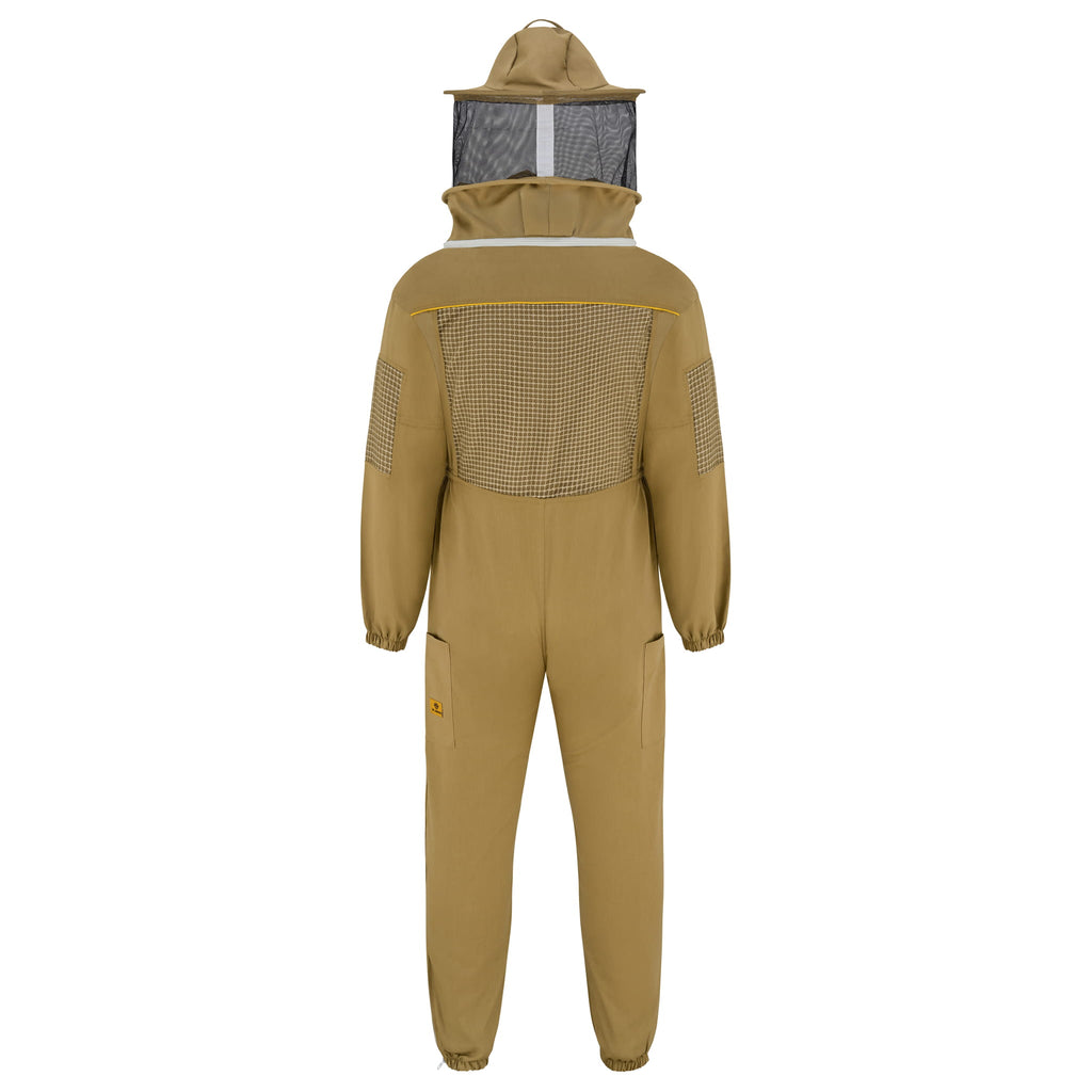 Semi Ventilated Beekeeping Suit with Rounded Veil - Khaki