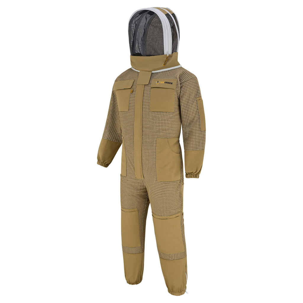 3 Layer Beekeeping Suit with Fencing Veil - Khaki