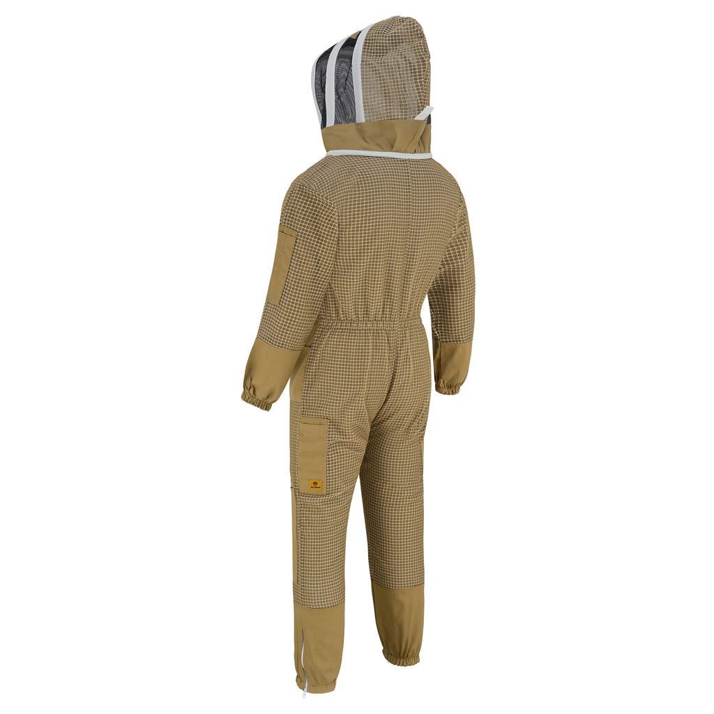 3 Layer Beekeeping Suit with Fencing Veil - Khaki