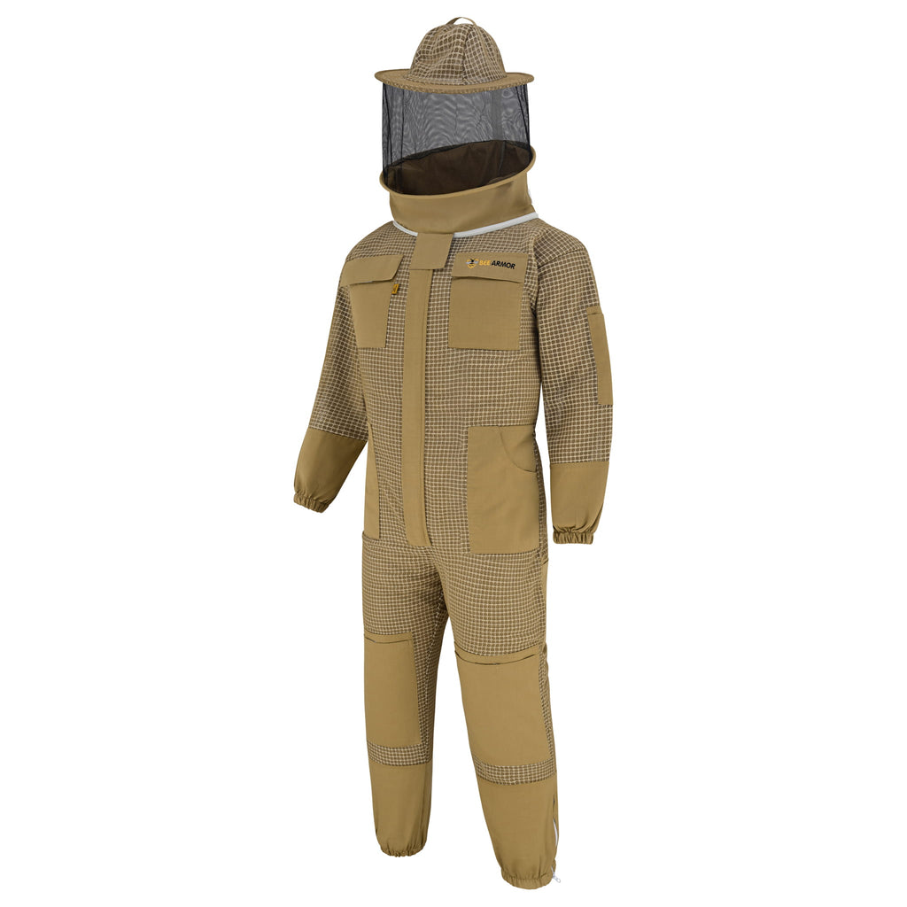 3 Layer Beekeeping Suit with Rounded Veil - Khaki