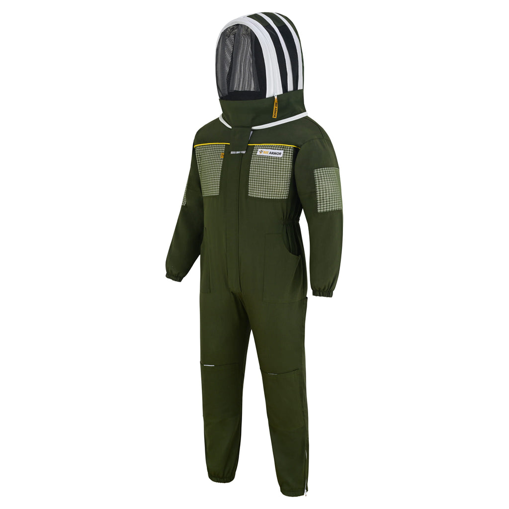 Semi Ventilated Beekeeping Suit with Fencing Veil - Green