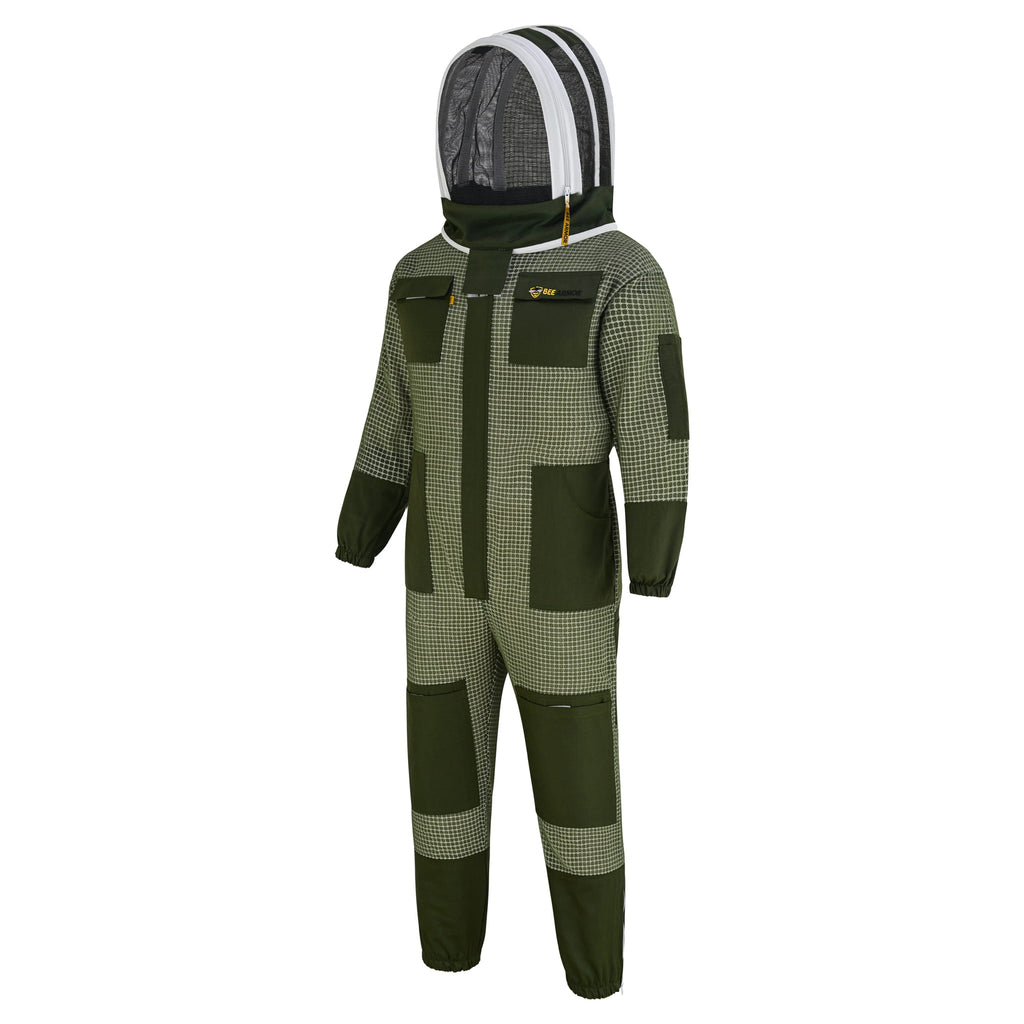 3-Layer Beekeeping Suit with Fencing Veil - Green