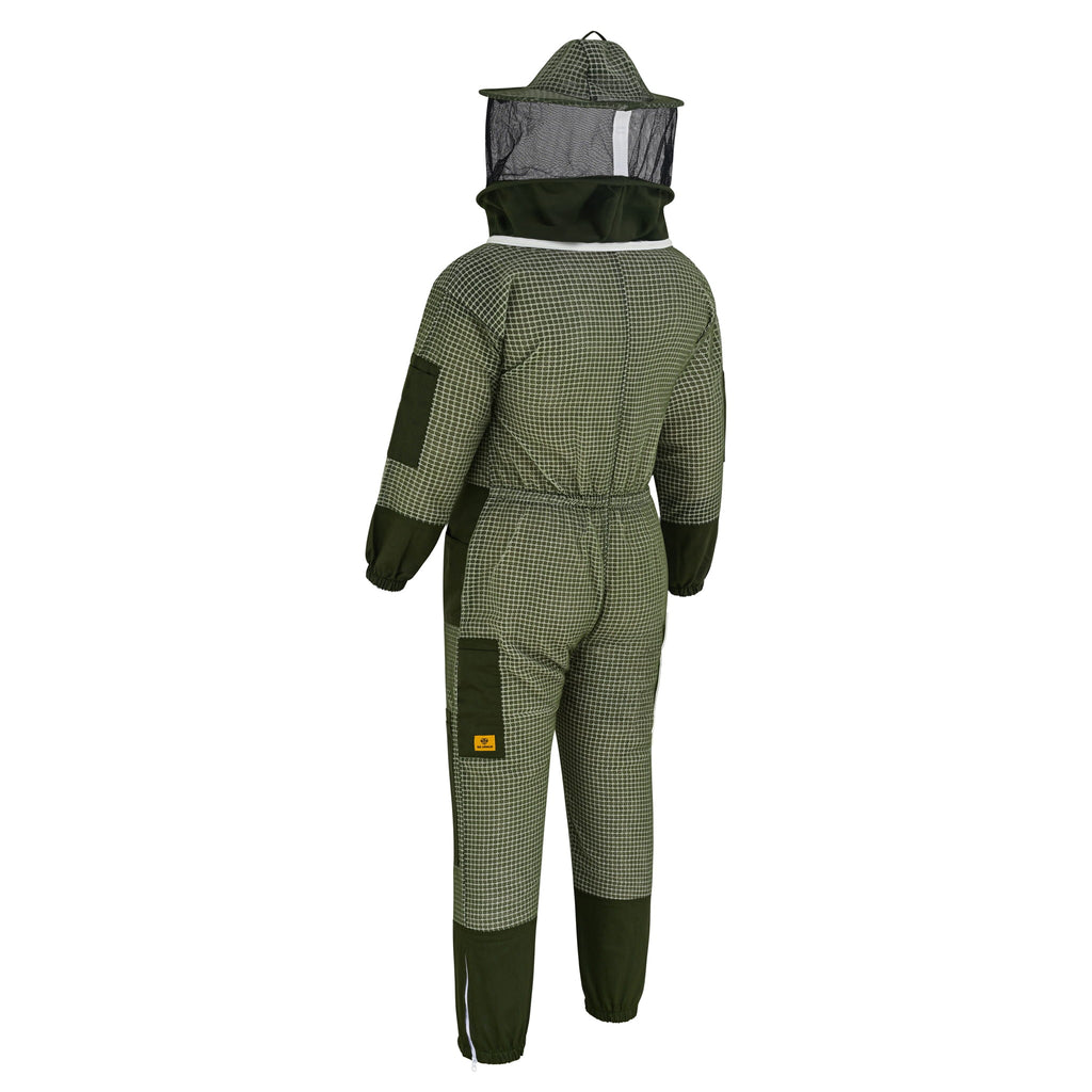 3-Layer Beekeeping Suit with Rounded Veil - Green