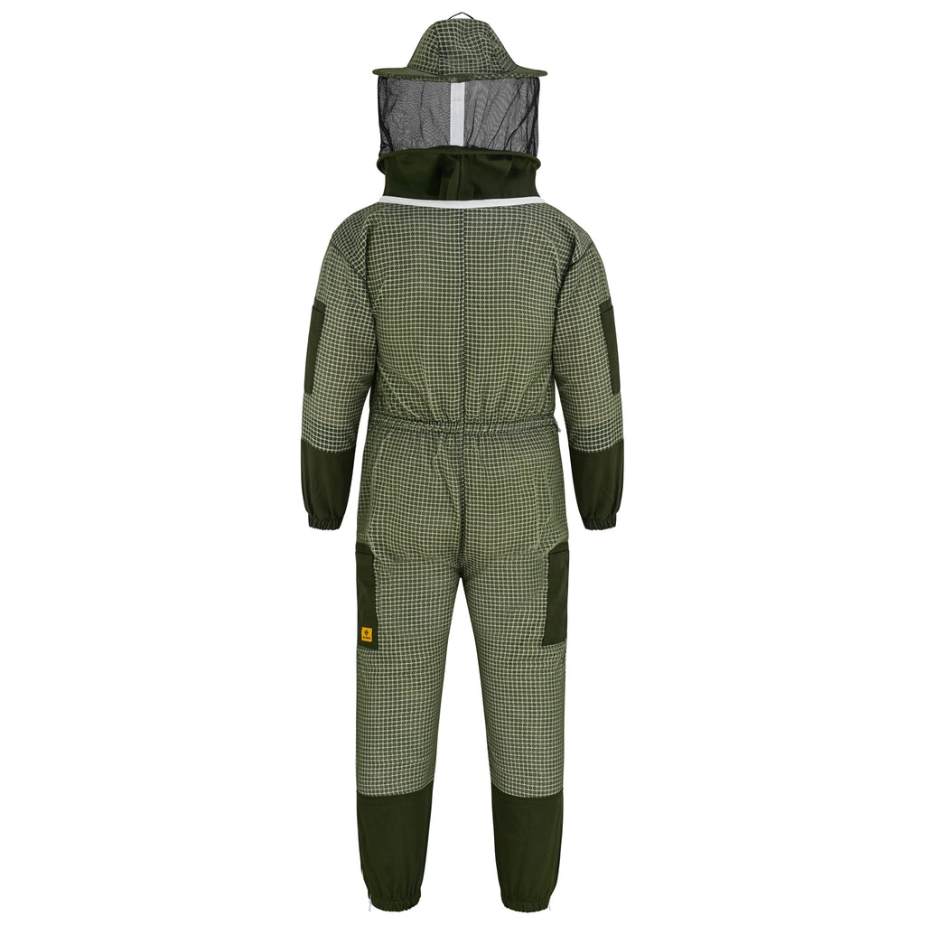 3-Layer Beekeeping Suit with Rounded Veil - Green