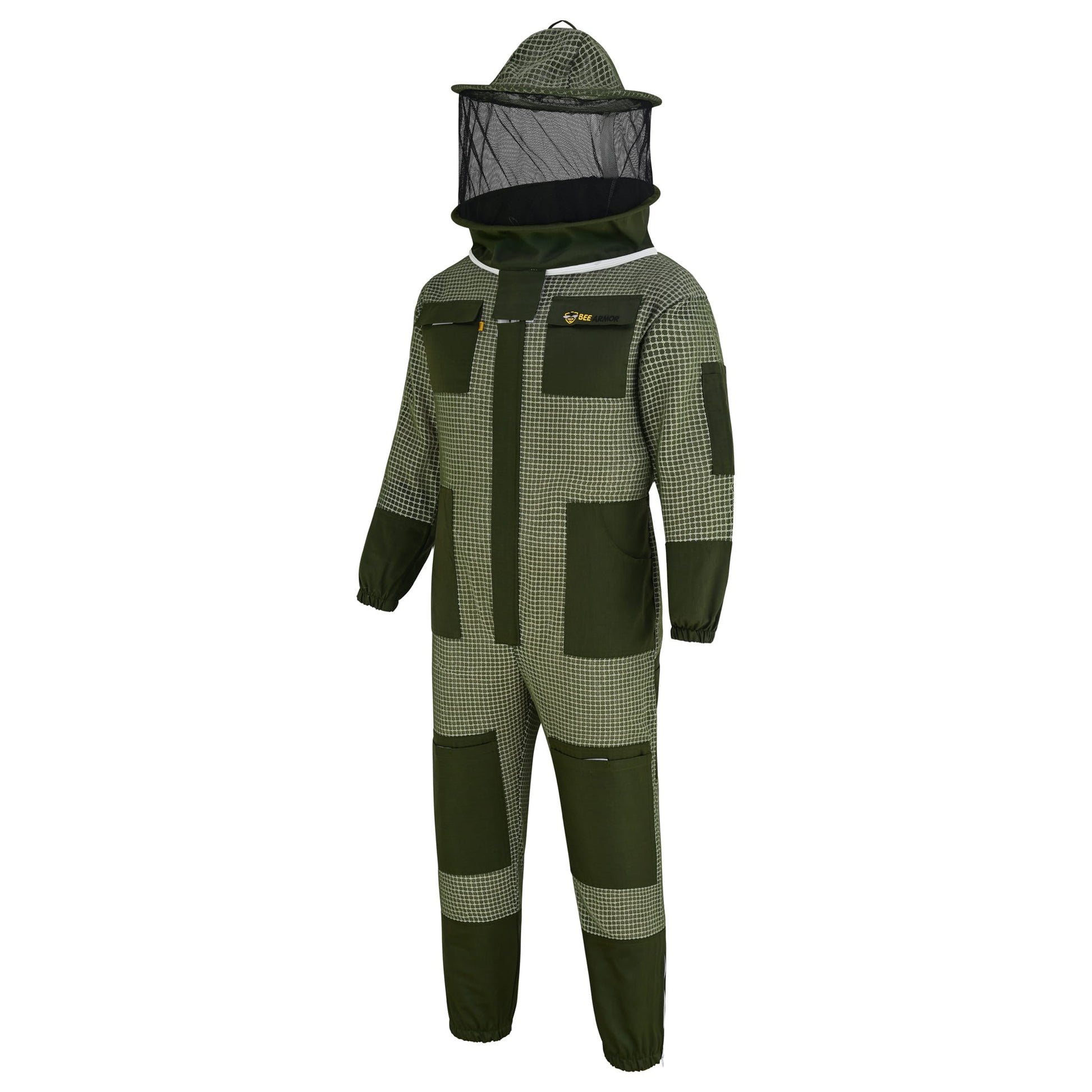 3-Layer Beekeeping Suit with Rounded Veil - Green