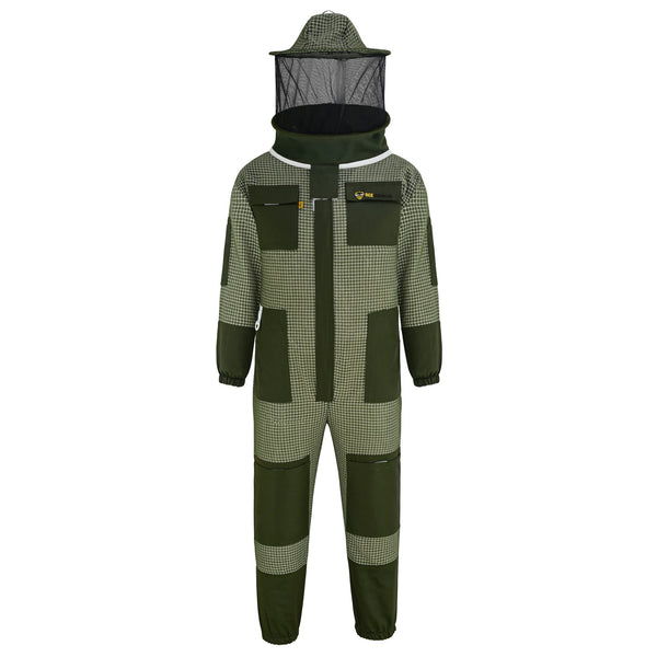 3-Layer Beekeeping Suit with Rounded Veil - Green