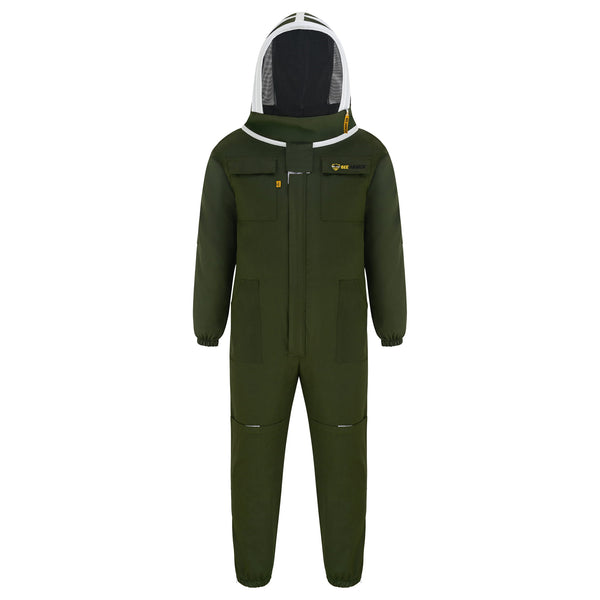 Cotton Beekeeping Suit with Fencing Veil - Green