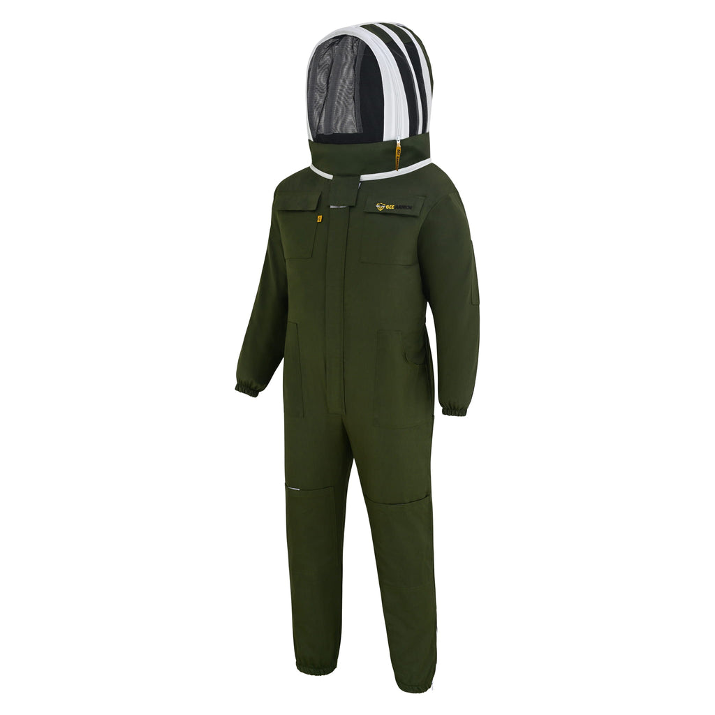 Cotton Beekeeping Suit with Fencing Veil - Green
