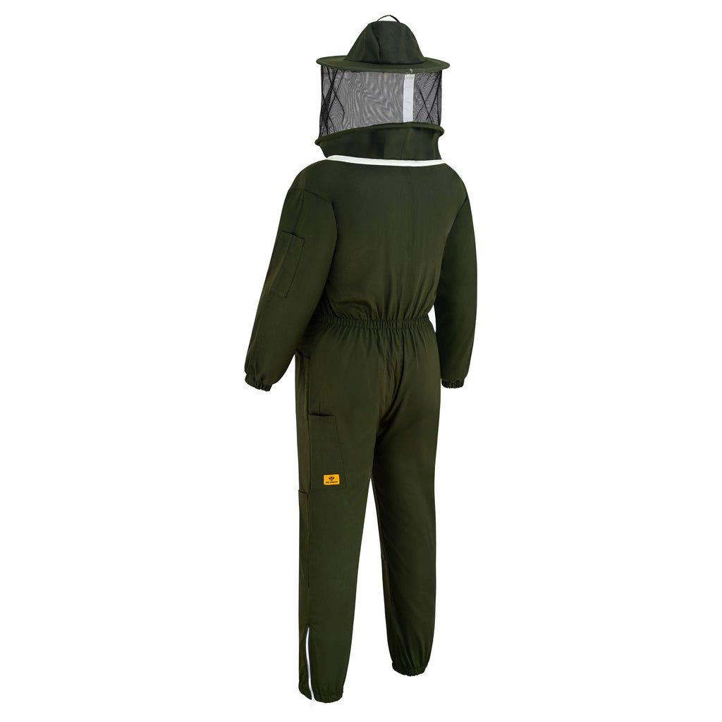 Cotton Beekeeping Suit with Rounded Veil - Green